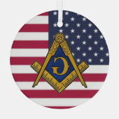 フリーメイソン メイソン フリーメイソンのアメリカ国旗 ガラスオーナメント (裏面)