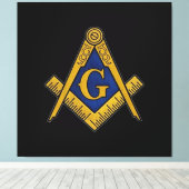 フリーメイソン メイソン 広場とコンパス キャンバスプリント (インサイチュ (ウッドフロア))
