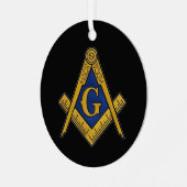フリーメイソン メイソン 角とコンパス フリーメイソニズム メタルオーナメント (正面左)