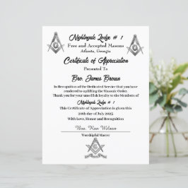 フリーメイソン 感謝証明書