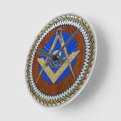 フリーメイソン NWO 陰謀 スクエア＆コンパス ラウンド壁時計 (傾斜)