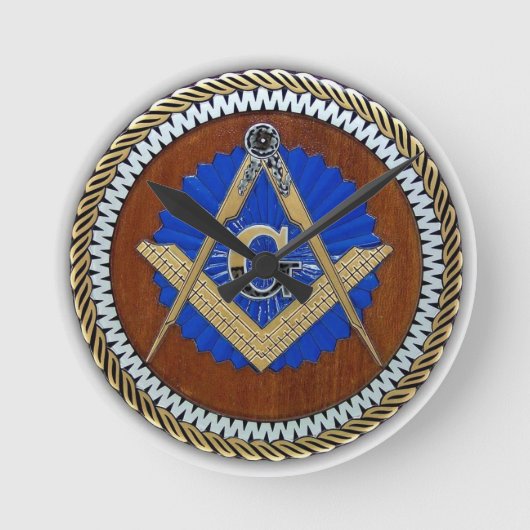 フリーメイソン NWO 陰謀 スクエア＆コンパス ラウンド壁時計 (正面)