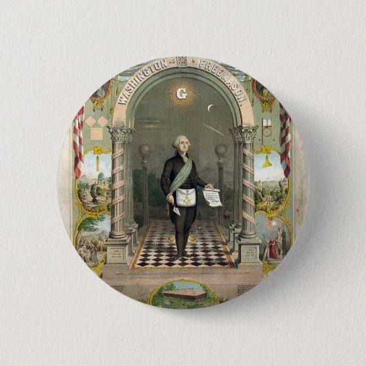 フリーメーソンとしてのジョージ・ワシントン 缶バッジ (正面)