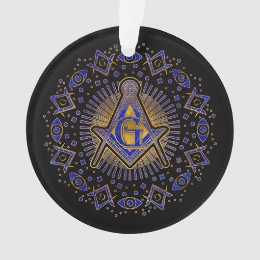 フリーメーソンのシンボルスクエアとコンパス オーナメント (正面)