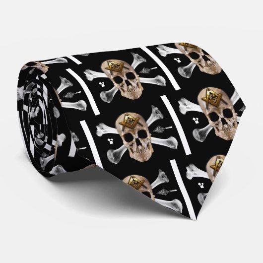 フリーメーソンのスカル及び骨のコンパスの正方形 ネクタイ (ロール)