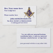 フリーメーソンのパーソナライズな正方形およびコンパス コーリングカード (正面/裏面)