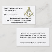 フリーメーソンの正方形およびコンパスを個人化して下さい 名刺 (正面/裏面)