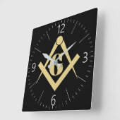 フリーメーソンの紋章 スクエア壁時計 (傾斜)