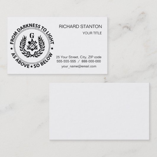 フリーメーソンの紋章 名刺 (正面/裏面)