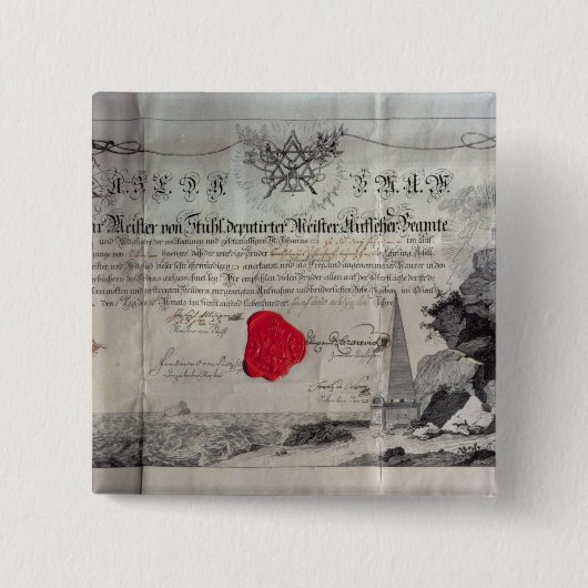フリーメーソンの証明書1785年 缶バッジ (正面)