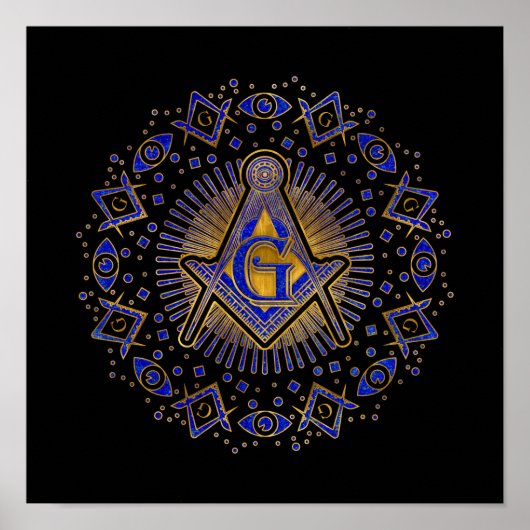 フリーメーソンシンボルスクエアとコンパス ポスター (正面)