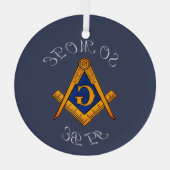 フリーメーソンスクエアとコンパスチャリティマソニック ガラスオーナメント (裏面)