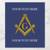 フリーメーソンスクエアとコンパスマソニック石積み ワインラベル (シングルラベル)