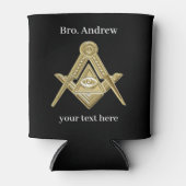 フリーメーソンスクエアとコンパスマソニック石積み 缶クーラー (正面)