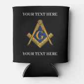 フリーメーソンスクエアとコンパスマソニック石積み 缶クーラー (正面)