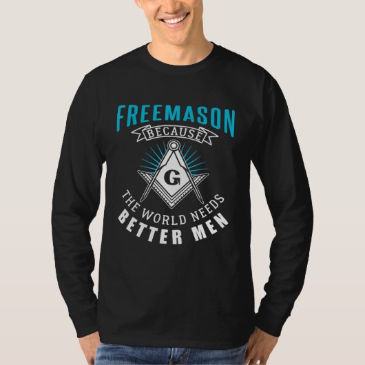 フリーメーソンスクエア及びコンパスデザイン男性へ1 Tシャツ (正面)