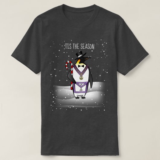 フリーメーソンホリデーペンギンクリスマスマソニック Tシャツ (デザイン正面)