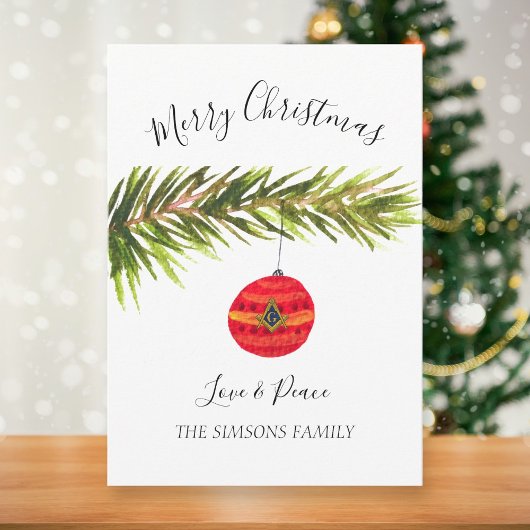 フリーメーソンマソニックウォーターカラーメリークリスマス シーズンカード