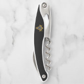 フリーメーソンマソニックギフトススクエアとコンパスブラック ソムリエナイフ (裏面)