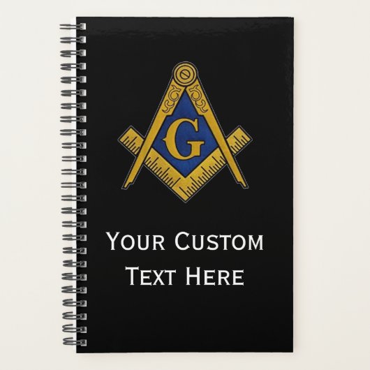 フリーメーソンマソニックギフトススクエアとコンパスブラック プランナー手帳 (正面)
