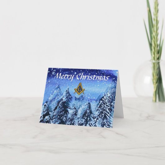 フリーメーソンマソニックスクエアとコンパスクリスマス サンキューカード (正面)