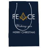 フリーメーソンマソニックメイソンフリーメーソンクリスマス ミディアムペーパーバッグ (正面)