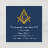 フリーメーソンマソニックメーソンリーネイビーブルー スクエア名刺 (正面)