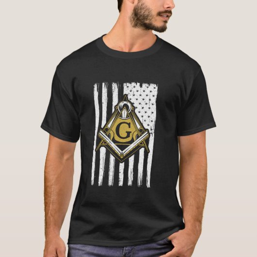 フリーメーソンマソニック友愛USA国旗A Tシャツ (正面)