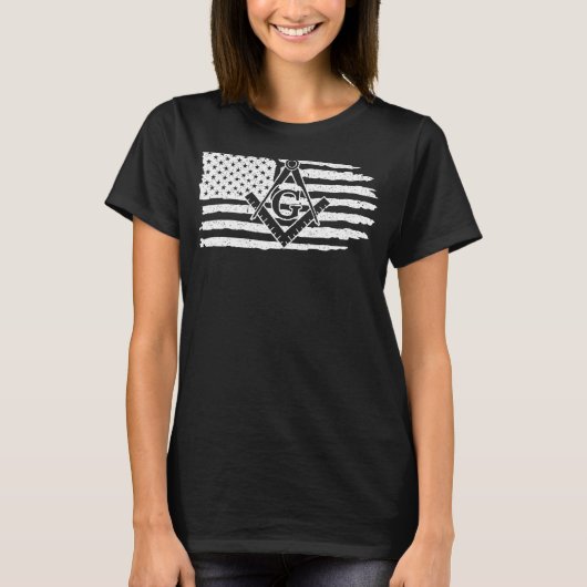 フリーメーソンマソニック友愛USA国旗A Tシャツ (正面)