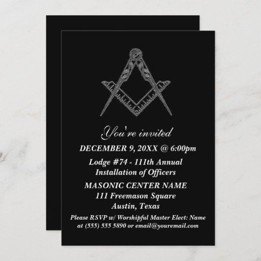 フリーメーソンメーソンリーブラックマソニック 招待状 (正面/裏面)
