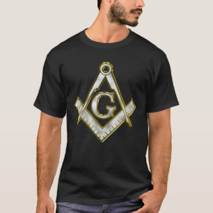 フリーメーソン会員のきらきら光るな正方形のコンパスの金ゴールドか銀 Tシャツ
