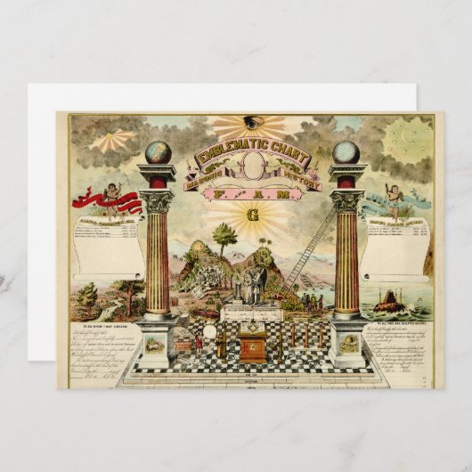 フリーメーソン会員のフリーメーソンの象徴的な図表の招待状カード 招待状 (正面/裏面)