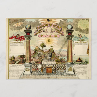 フリーメーソン会員のフリーメーソンの象徴的な図表の招待状カード 招待状