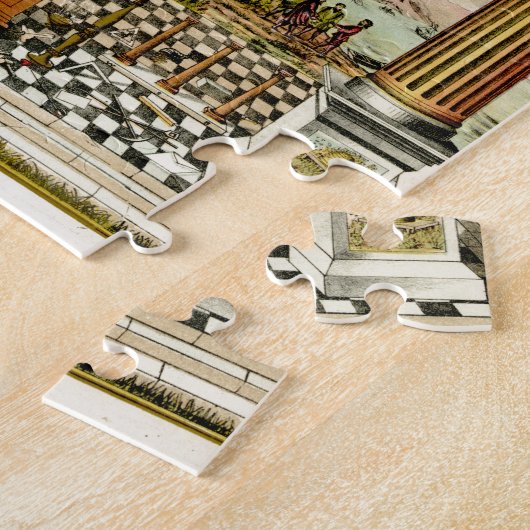 フリーメーソン会員のフリーメーソンの象徴的な図表 ジグソーパズル (側面)