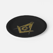 フリーメーソン会員(黒及び金ゴールド) ペーパープレート (アングル)