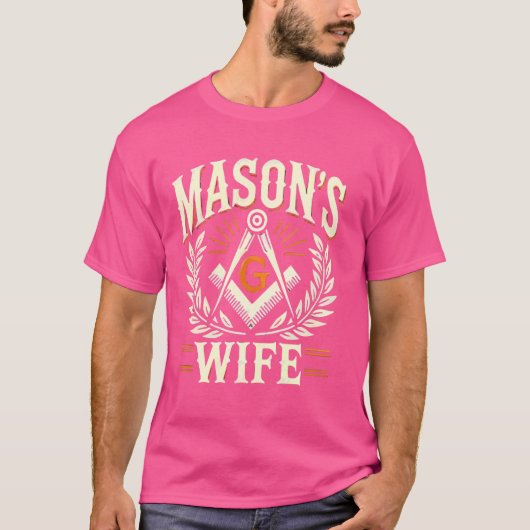 フリーメーソン妻マソニック友愛意識スクウェア Tシャツ (正面)