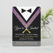 フリーメーソン招待状 – パープル&金ゴールドマソニックジュエル 招待状 (スタンド正面)