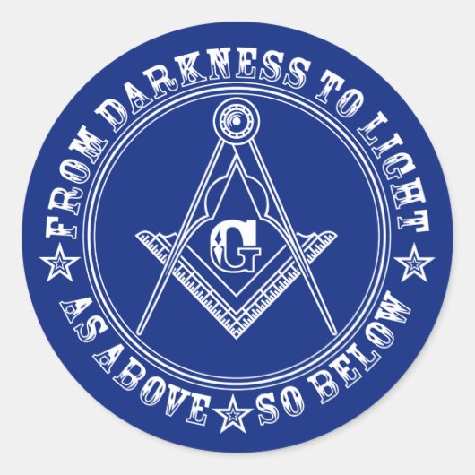 フリーメーソン記号クラシック丸ステッカー ラウンドシール (正面)