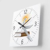 フリーメーソン記号 スクエア壁時計 (傾斜)