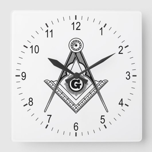 フリーメーソン記号 スクエア壁時計 (正面)
