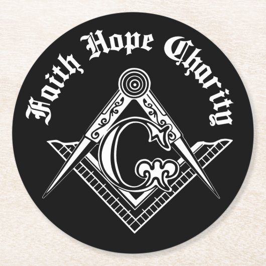 フリーメーソン記号 ラウンドペーパーコースター (正面)
