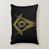 フリーメーソン(ブラック&金ゴールド) アクセントクッション (正面(垂直))