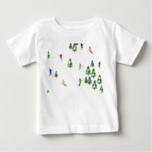 フリーライドアルペンスキーヤーズスキースキーアート ベビーTシャツ