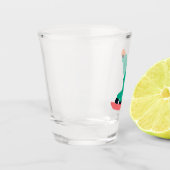 フリーライドスノーボーダーグリーンスーツスノーボード ショットグラス (左)