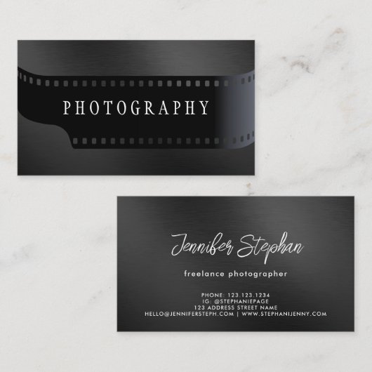 フリーランスのフォトグラファー転がフィルムカメラブラック 名刺 (正面/裏面)