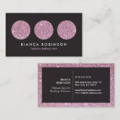 フリーランスのメイクアップアーティストのためのピンクのグリッターパレット 名刺 (正面/裏面)