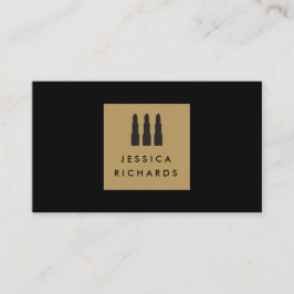 フリーランスのメイクアップアーティストIのリップスティックTrioロゴ 名刺