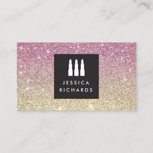 フリーランスのメイクアップアーティストIVのリップスティックTrioロゴ 名刺 (正面)