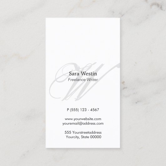 フリーランスのライターエレガントGoldStripe ScriptMonogram 名刺 (裏面)