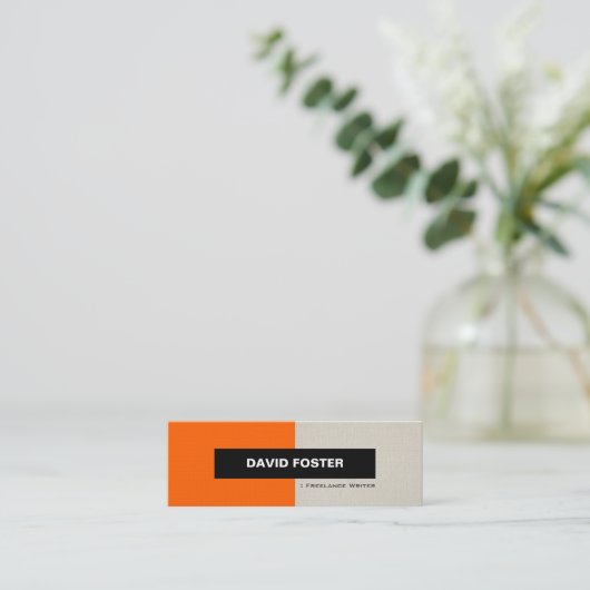 フリーランスのライターシンプル-エレガントスタイリッシュ スキニー名刺 (スタンド正面)